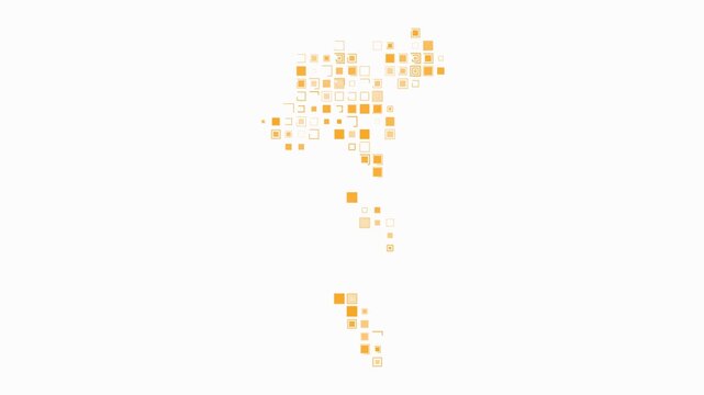 Faeroe Islands map animation. Shape of the country with pulsating colored dots. Large size square blocks. Digital style Faeroe Islands map on white background. Beautiful video.