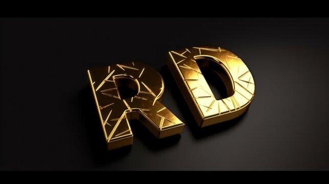 Bold golden initials shine with a rugged, metallic brilliance against a dark and minimalist backdrop.