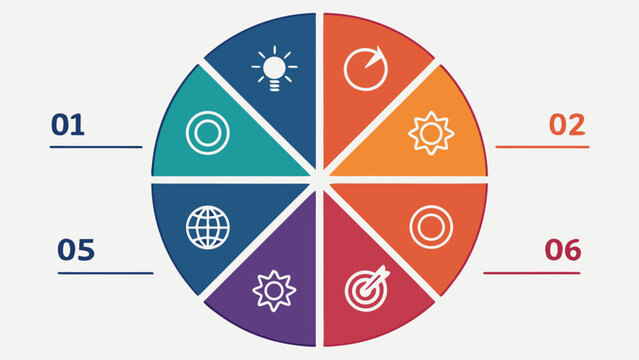 Modern business infographic design template featuring a vector circle chart diagram and a set of web icons for layout elements