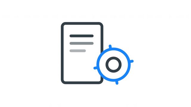 Animated smart document engine icon representing automated document processing, data extraction, and workflow optimization. Ideal for business systems, digital transformation, and information manageme