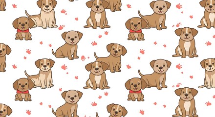 Fototapeta premium Adorable dog pattern background