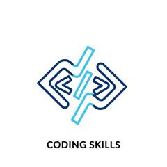 Obraz premium Minimalist Code Training App Icon Abstract Logic Flow Outline in Blue and White. transparent.