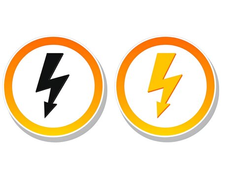 Two lightning bolt icons in orange circles on white