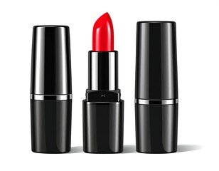 Obraz premium Three black lipstick tubes with one open