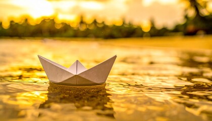 Fototapeta premium “Boat of Light: Paper Horizon” 