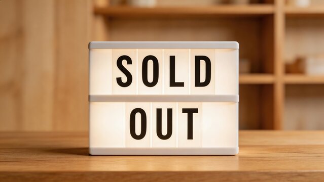 Light box displaying sold out text