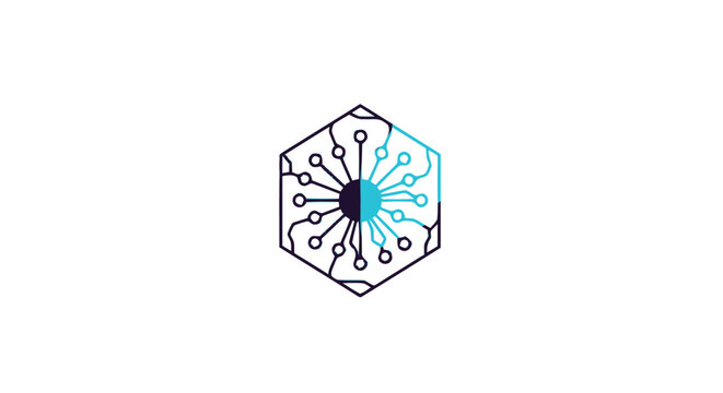 Abstract Digital Eye - Hexagonal Design with Circuitry and Technology.