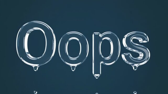 oops teks animation Closeup of Water Droplet Impact Creating Splash on Surface with Dark Background