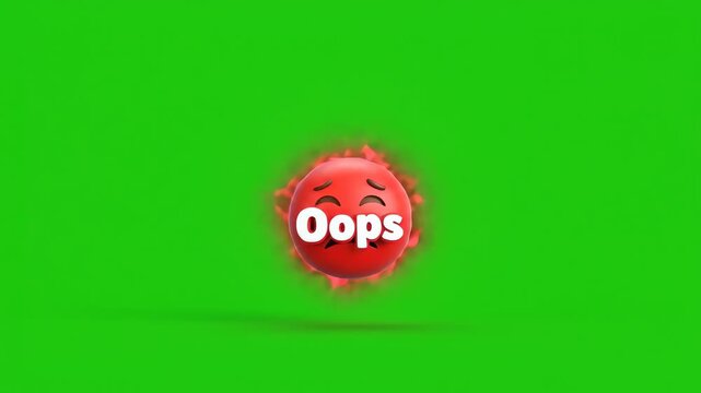 Oops Emoji Sad Emoji Face with Furrowed Brows and Downturned Mouth on Bright Green Background
