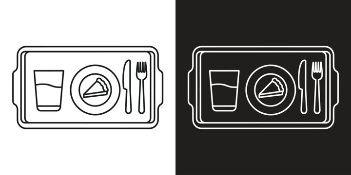 minimalist food tray with utensils flat design vector illustration
