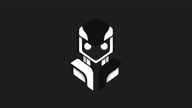 Abstract Geometric Robot Head Design on Dark Background.