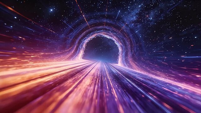 Purple and pink space tunnel with starlight effect