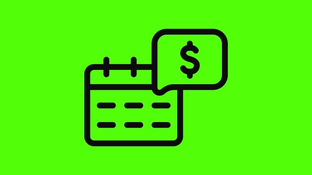 Financial Calendar Illustration: A concise and impactful illustration shows a calendar icon coupled with a speech bubble featuring a dollar sign.