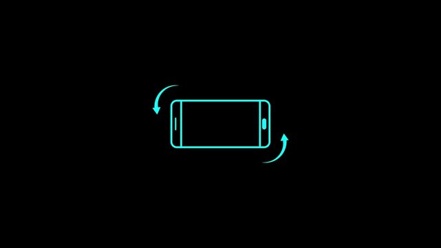 Smartphone Rotation Icon with Arrows Screen Orientation Concept on Black Background