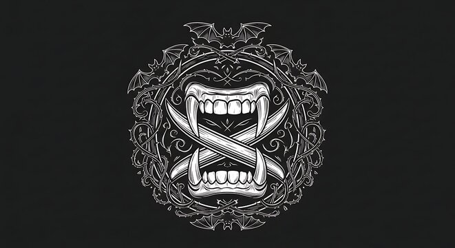 Gothic vampire teeth emblem