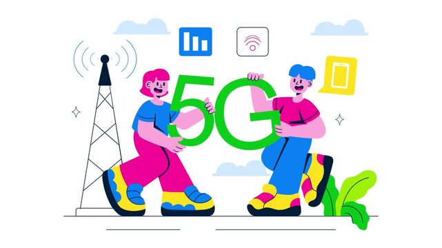 Animation of 5G Network Connectivity Technology Illustration