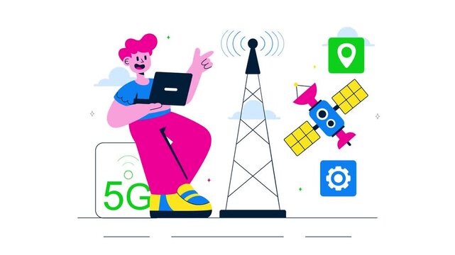 Animation of 5G Network Connectivity Technology Illustration