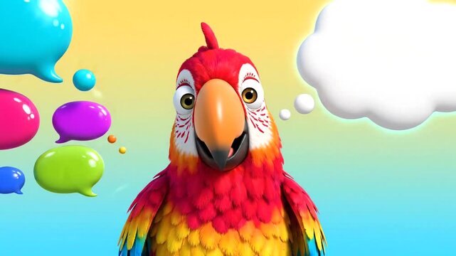 Colorful Parrot Speech Bubbles.