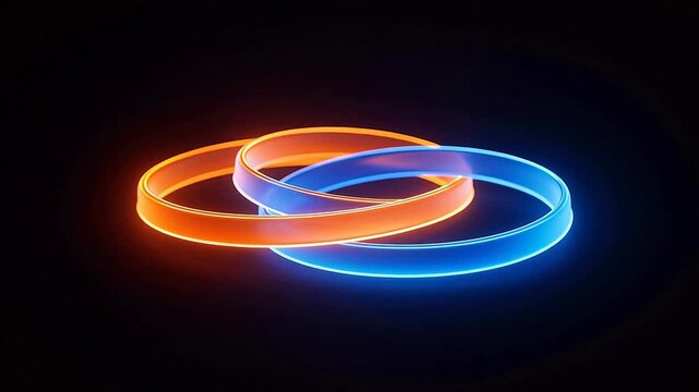 Interlocking glowing rings on dark background