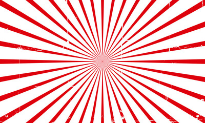 Fototapeta premium Red white sunbeam background. Red striped abstract wallpaper. Vector illustration.
