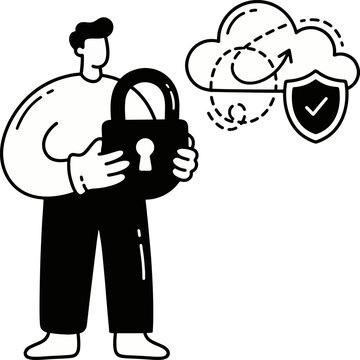 Man Holding Padlock for Cloud Data Security