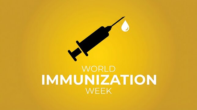world immunization week syringe with drop of liquid vaccination concept public health awareness campaign saving lives protecting communities from disease prevention medical treatment.