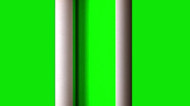 Paper scroll reveal transition on green screen background