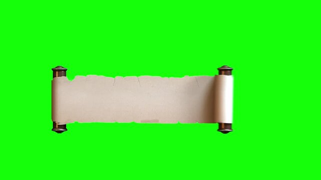 Paper scroll lower third title copy space on green screen background