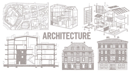 Obraz premium Architecture blueprints and building designs 3.