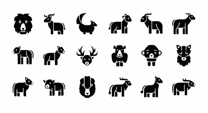 Black silhouettes of various wild animals.