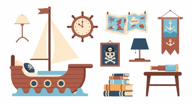 Brown Wooden Toy Sailboat Model.