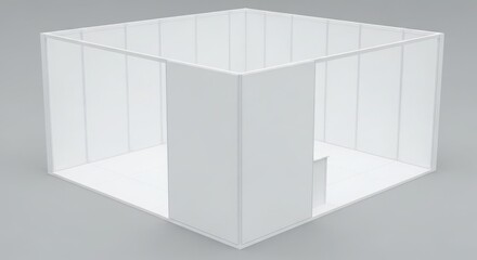 Fototapeta premium Empty white exhibition booth or trade show stand with minimalist design, rendered in 3D.