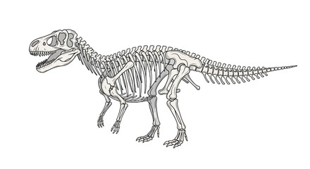 Dinosaur skeleton fossilized ancient creature. © yuppi