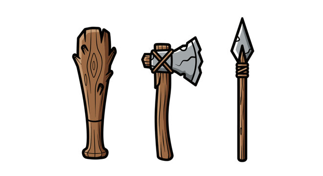 Wooden Log and Hunting Tools.