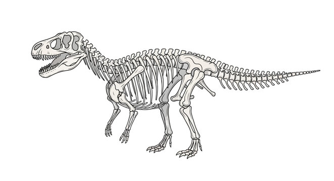 Dinosaur skeleton fossilized ancient creature.