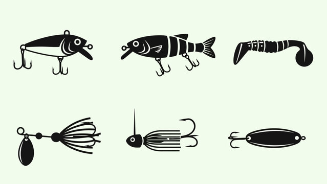 Fishing Lures Set Icons - Vector Illustration