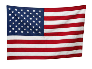 Fototapeta premium Textured American flag with vibrant red and white stripes and blue stars isolated transparent background image