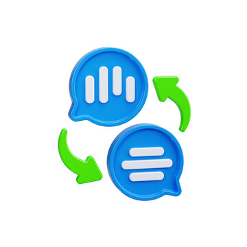 language 3d render icons