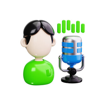 voice actor 3d render icons