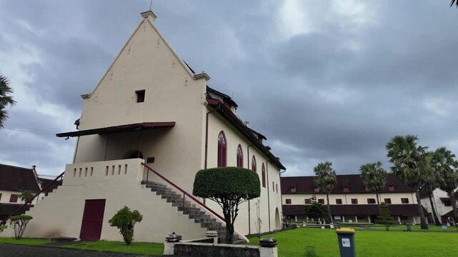 Side Profile of Colonial Architecture at Fort Rotterdam in Makassar City, Indonesia