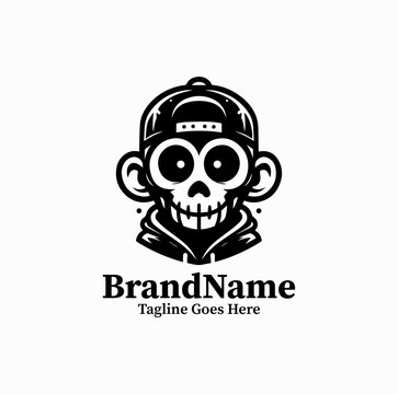 Skull Monkey Street Style Silhouette Urban Mascot Logo