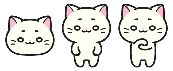 Fototapeta premium 困惑、呆然とした表情の猫のイラストセット