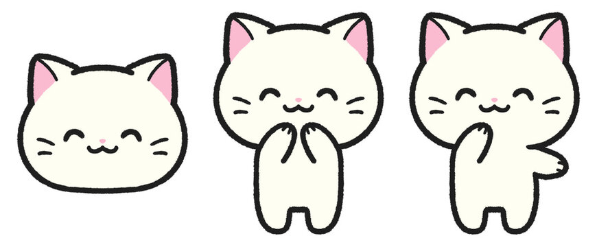 笑顔の猫のイラストセット