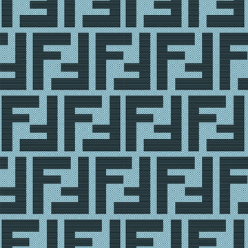 A repeating seamless pattern design featuring the iconic interlocking f logo in dark grey tones.