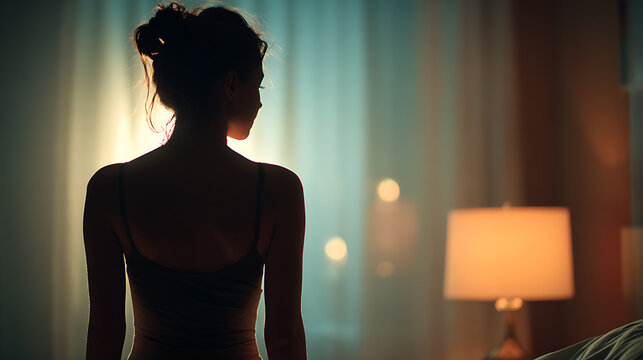 A Silhouette of a person standing near a window, with backlighting that creates a mysterious ambiance