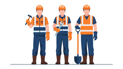 Construction Crew illustration: A dedicated construction crew stands ready for work. Each individual holding tools, symbolizing teamwork and the value of skilled labor.  © Tahura
