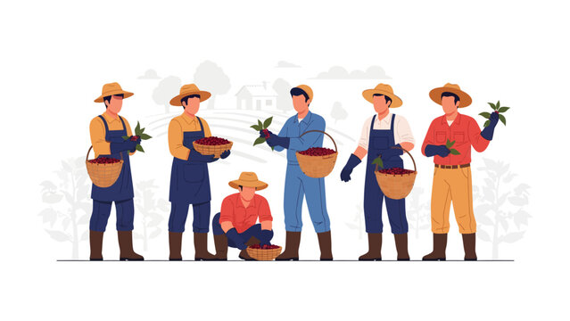 Harvest Team at Work: A group of dedicated farmers diligently harvests crops, their collaborative effort ensuring a bountiful yield and the vitality of agriculture. 