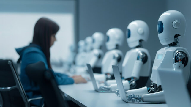 High-tech technocratic council meeting, members use advanced AI tools to predict outcomes and make informed governance decisions. Technology integrates with strategic planning for future developments.