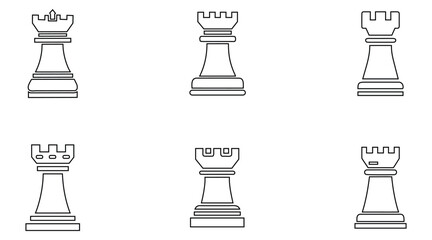 Chess rook line icon vector, rook chess piece strategy and board game symbol outline icon illustration © Anda