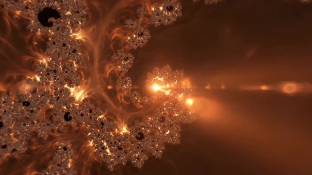 Abstract Fiery Fractal Spiral Zoom Animation.